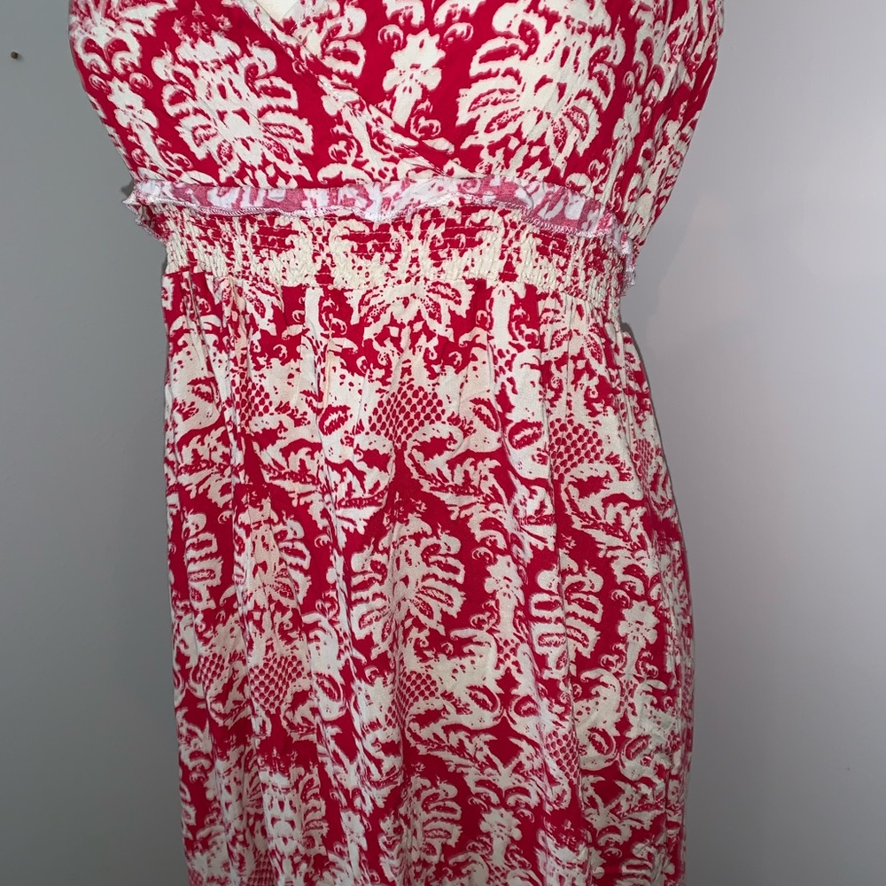 Women’s Ikat Maxi Dress Red & White M Long Sleeveless Summer Print Sz 8 10 - Picture 4 of 11